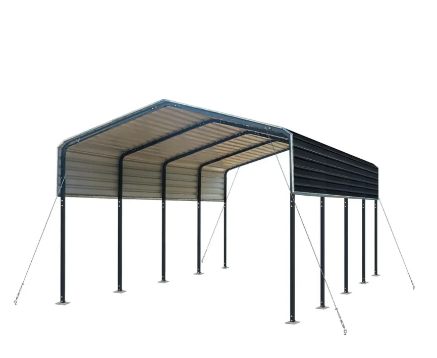 12’ x 20’ Metal Shed Carport with 8’ Open Sidewalls, TMG-MSC1220