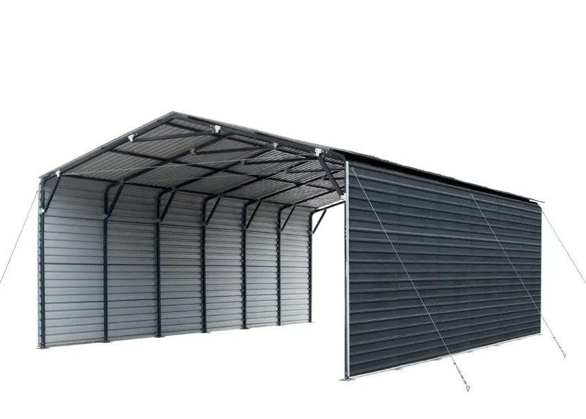 20’ x 30’ Metal Shed Carport, 10’ Enclosed Sidewalls, 600 Sq-Ft, 27 GA Corrugated Panels