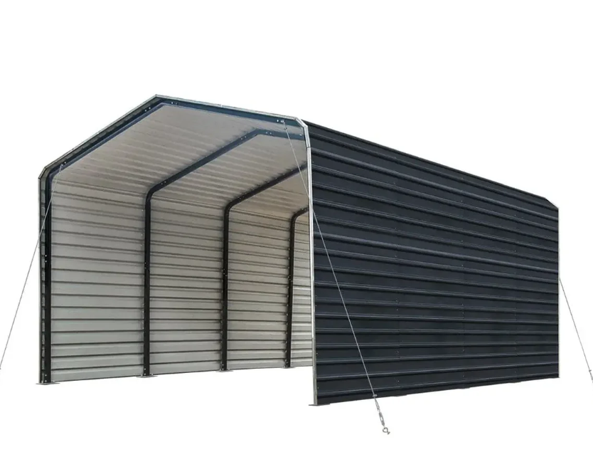 12’ x 20’ Metal Shed Carport with 8’ Enclosed Sidewalls