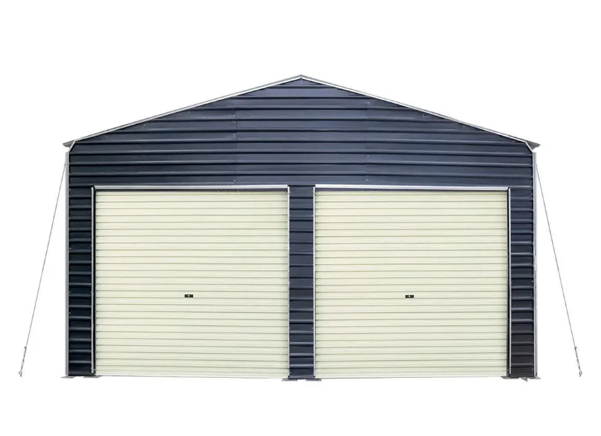 Metal Shed Carport Add-On Package Kit For TMG-MSC2020F And TMG-MSC2030F , Front Wall w/Roll Up Doors & Back Wall