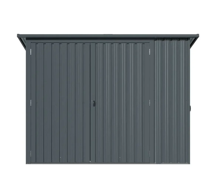 4’ x 8’ Bicycle Metal Pent Shed, 29 Gauge Corrugated Metal, 70" Upper edge