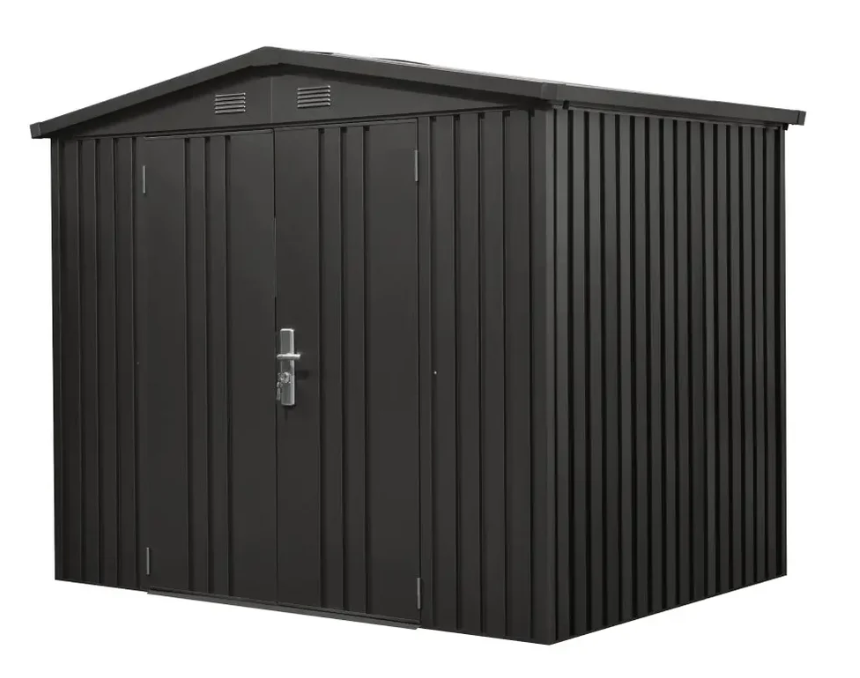 6' x 8' Galvanized Metal Shed, Pro Series, 79" Apex Roof, 50" x 68" Door Opening