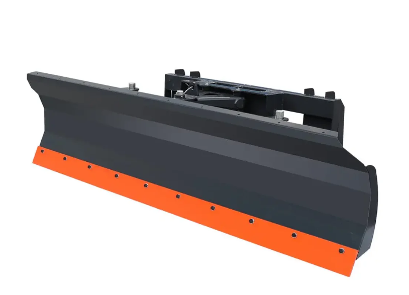 86" Skid Steer Dozer Blade/Snow Plow Pusher, 30° Left & Right, Bolt-On Cutting Edge, Adjustable Skid Shoes, Universal Quick Mount