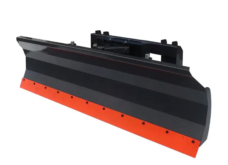 94" Skid Steer Dozer Blade/Snow Plow Pusher, 30° Left & Right, Bolt-On Cutting Edge, Adjustable Skid Shoes, Universal Quick Mount