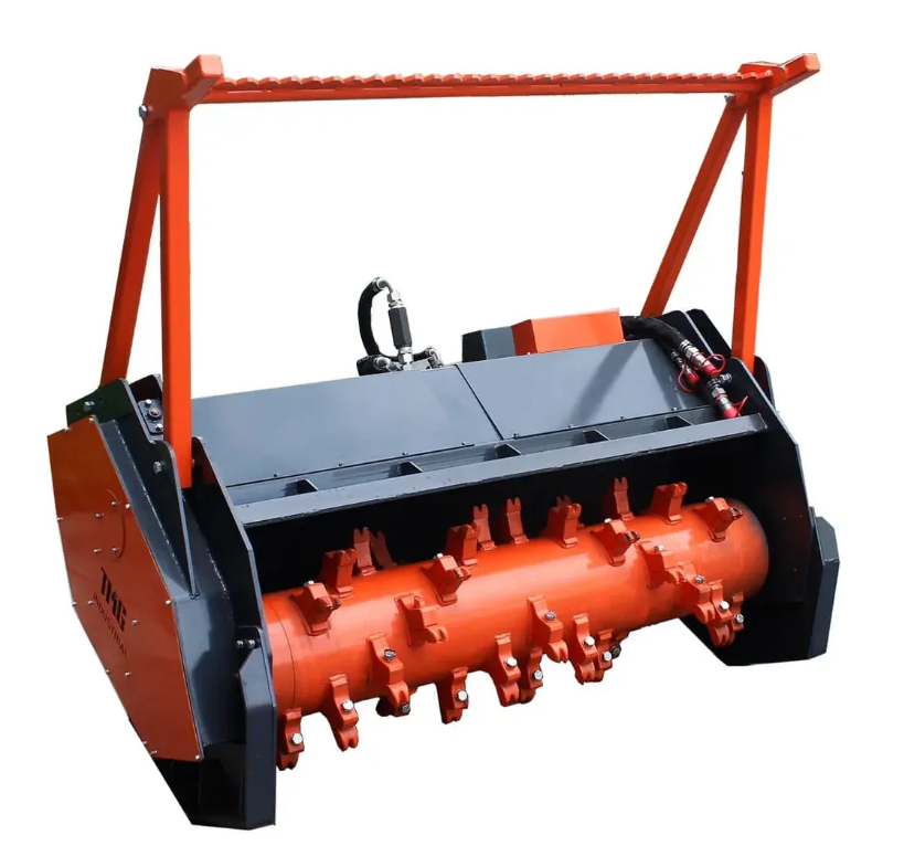 60" Skid Steer Forestry Drum Mulcher, Forged Alloy Teeth, Cooling System w/Radiator, 75 HP Skid Steers