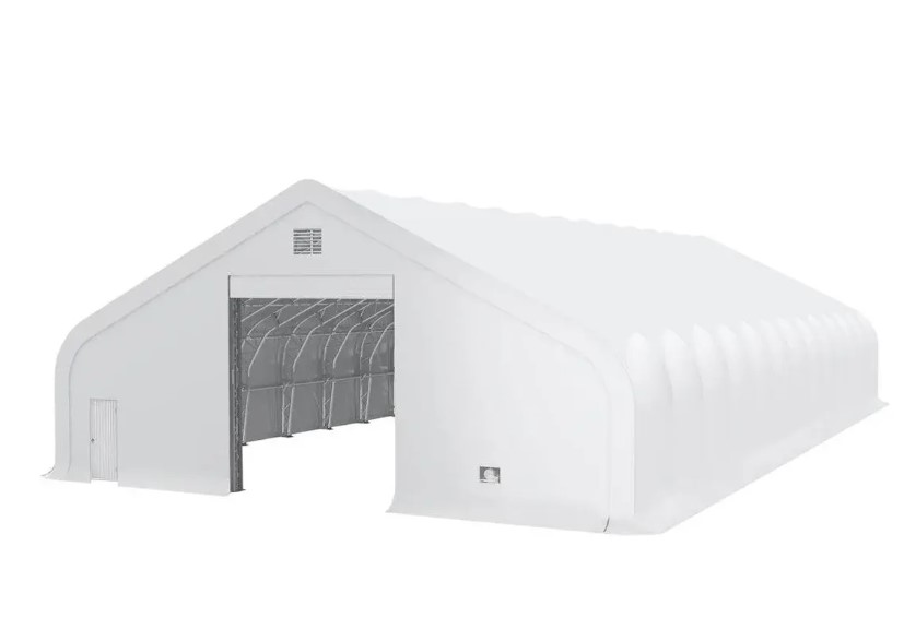 Snow Series 50' x 100' Dual Truss Storage Shelter with 32 oz PVC Cover, 25 PSF Snow Load, Engineering Drawings, TMG-DT50100-SR25