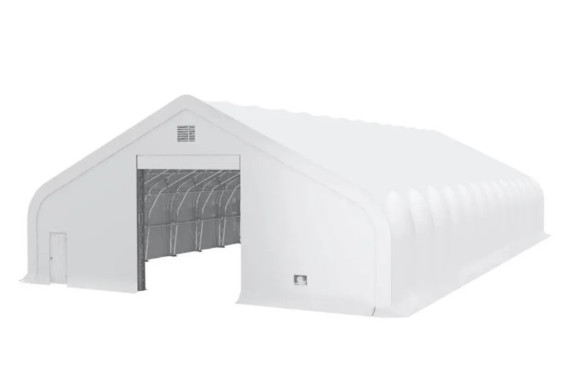 Snow Series 50' x 55' Dual Truss Storage Shelter with 32 oz PVC Cover, 35 PSF Snow Load, Engineering Drawings