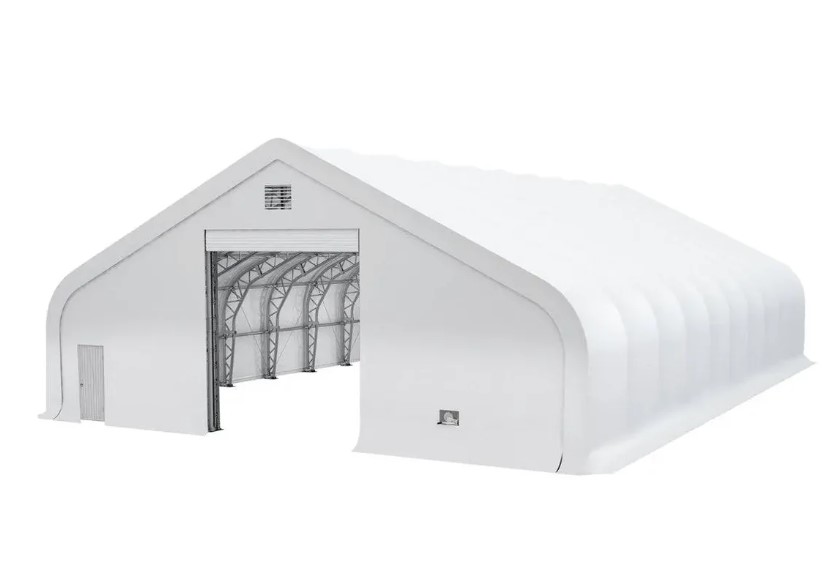 Snow Series 50' x 80' Dual Truss Storage Shelter with 32 oz PVC Cover, 25 PSF Snow Load, Engineering Drawings