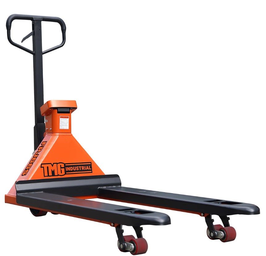 6600-lb Scale Pallet Jack Truck, 210° Steering Arc, 48" Forks, 2" LCD Display