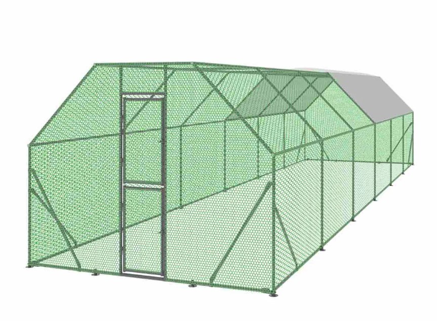 Large Chicken Coop Run Shelter, 10' x 40', Lockable Gate, 400 Sq. Ft