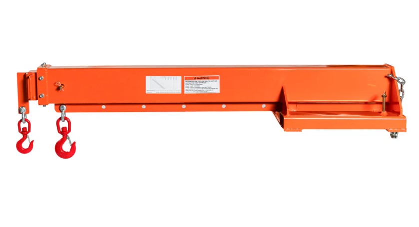 Forklift Telescoping Jib Crane, 6600 lb Capacity, Adjustable 30” - 138” Boom, Lock Pin Shaft