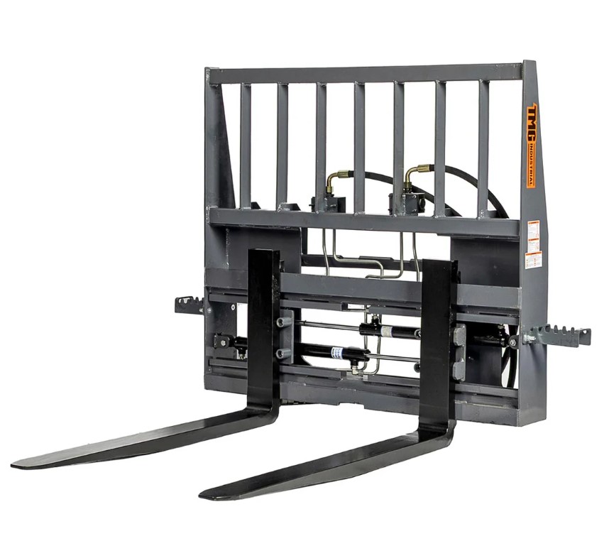 60" Pallet Fork for Skid Steer, Heavy Duty Class II Forks, Hydraulic Side Shift, 4,200 lbs Capacity and Wide Guard