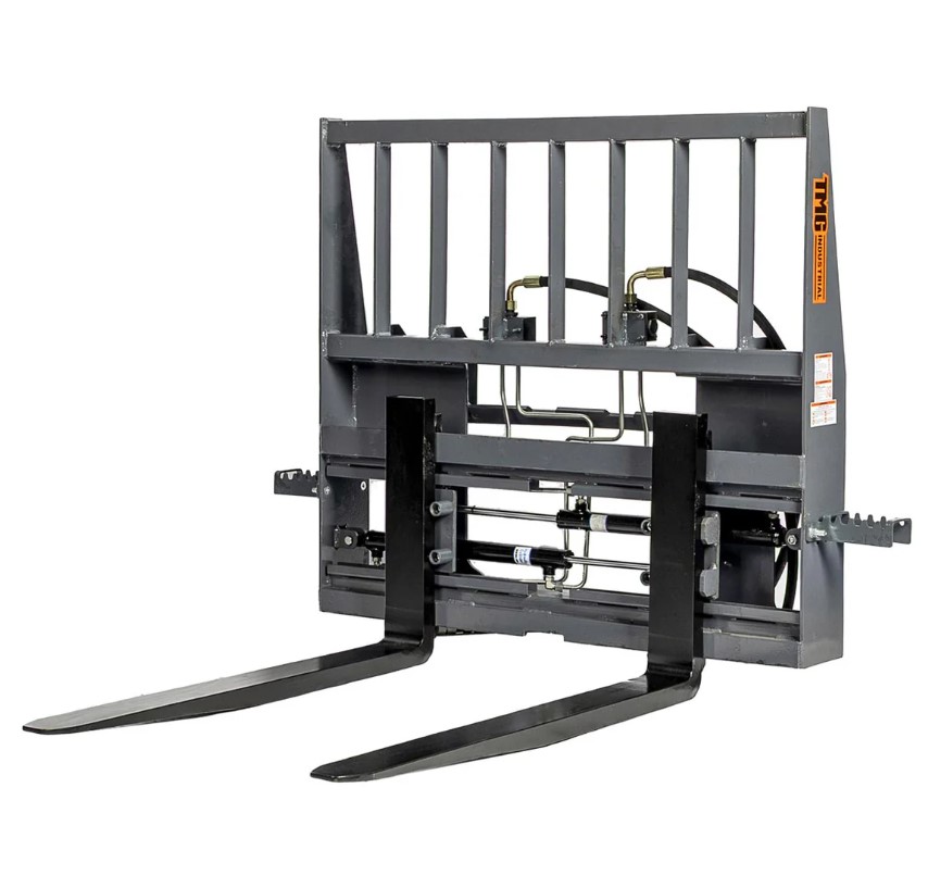 48" Pallet Fork for Skid Steer, Heavy Duty Class II Forks, Hydraulic Side Shift, 4,200 lbs Capacity and Wide Guard
