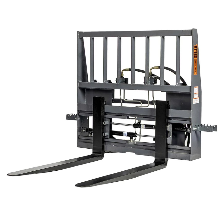 42" Pallet Fork for Skid Steer, Heavy Duty Class II Forks, Hydraulic Side Shift, 4,200 lbs Capacity and Wide Guard
