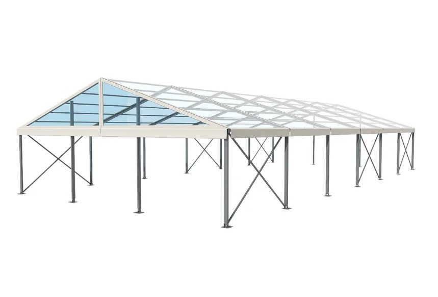 50' Wide 100' Long Clear Span A-Frame Tent, Aluminum Frame - Clear