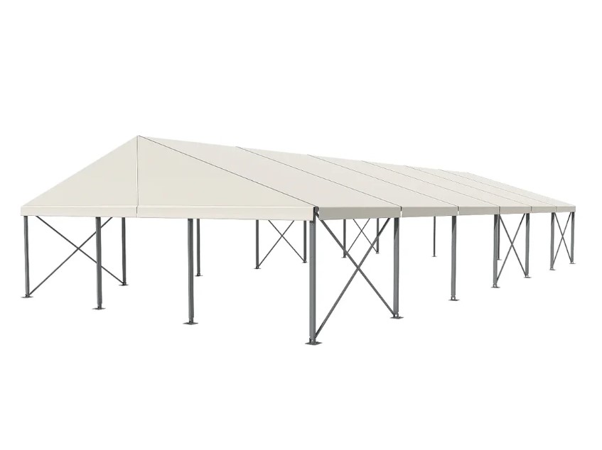 50' Wide 100' Long Clear Span A-Frame Tent, Aluminum Frame - White