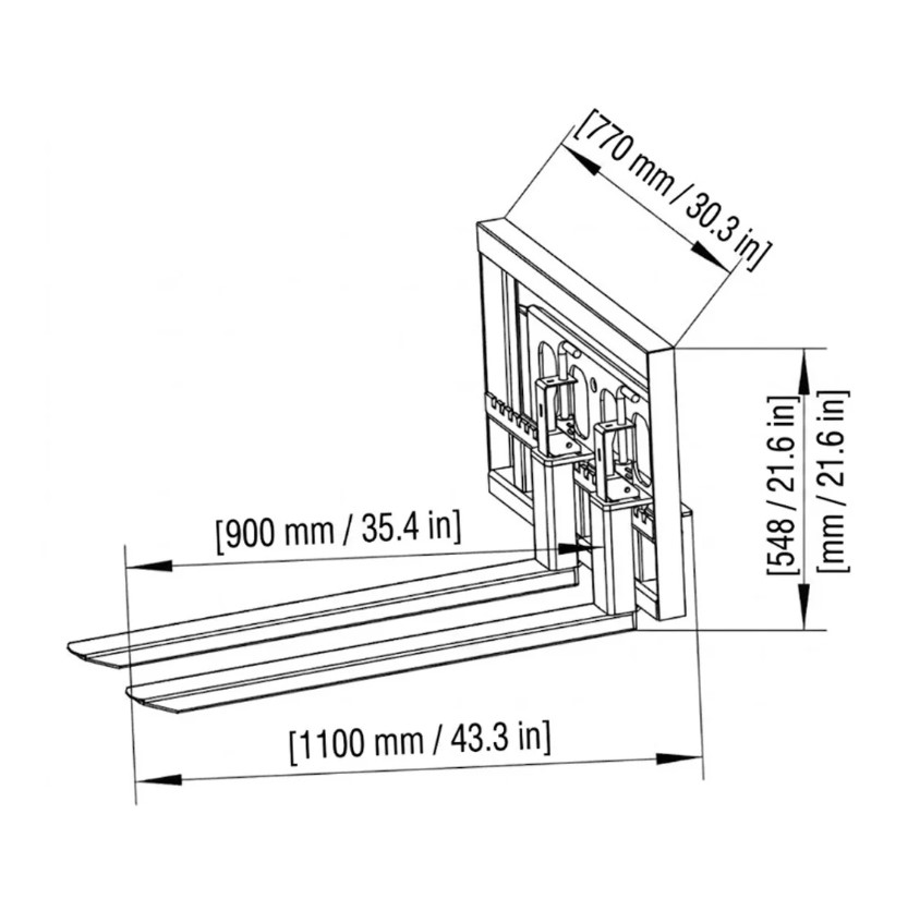 36" Pallet Fork for Mini Skid Steers with Toro Mount, 660 lbs Capacity and Wide Guard, Heavy Duty Forks 