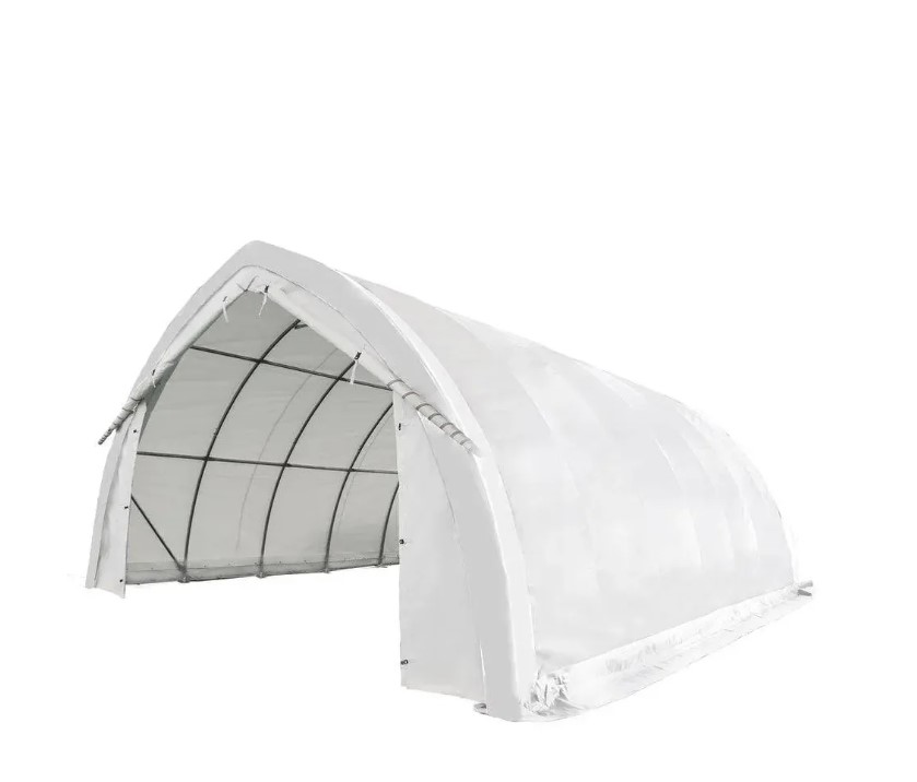 20' x 30' Arch Wall Peak Ceiling Storage Shelter with Heavy Duty 11 oz PE Cover & Drive Through Doors