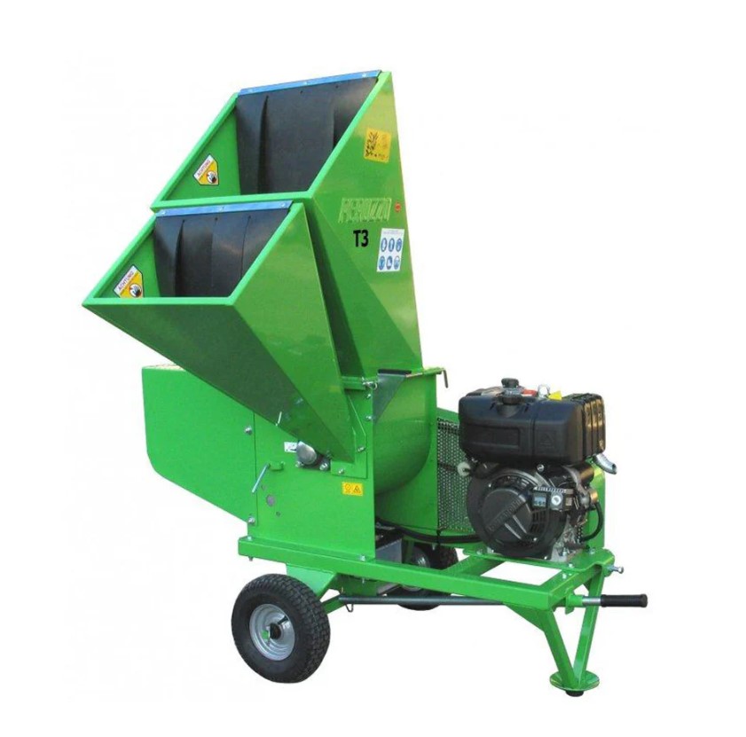 Peruzzo T3 Wood Chipper PTO, 3-Point Hitch, 20-35 HP Tractors, 3-¼" Capacity, Blades and Hammers Dual Cutting and Shredding, Made in Italy