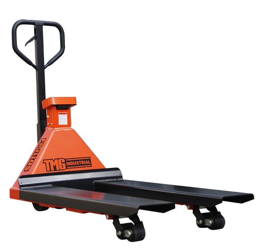 11000-lb Heavy Duty Scale Pallet Jack Truck, 210° Steering Arc, 48" Forks, 2" LCD display