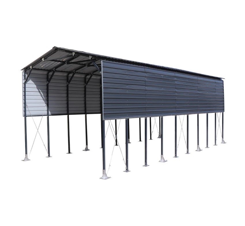 12' x 30' Metal Shed Boat Shelter, 12.3' Peak Height, 11' Clearance