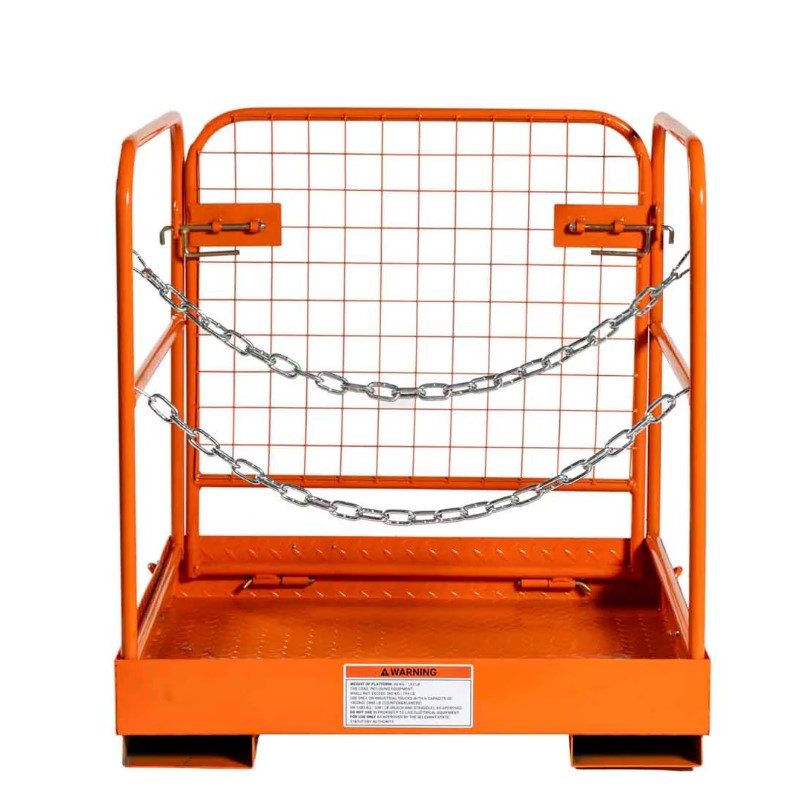Forklift Work Platform 36"x36", 800 lb Capacity, Foldable Safety Cage with Hand Rails and Non-Slip Floor
