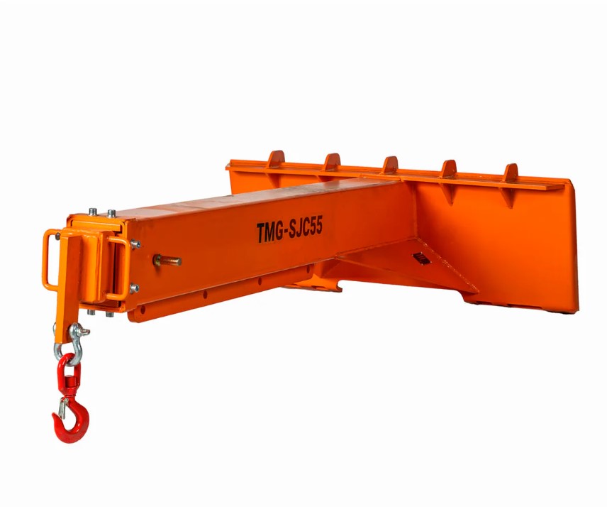 Skid Steer Telescopic Jib Crane, 5000 lb Capacity, Adjustable 72”-120” Boom with 3-Ton Hook