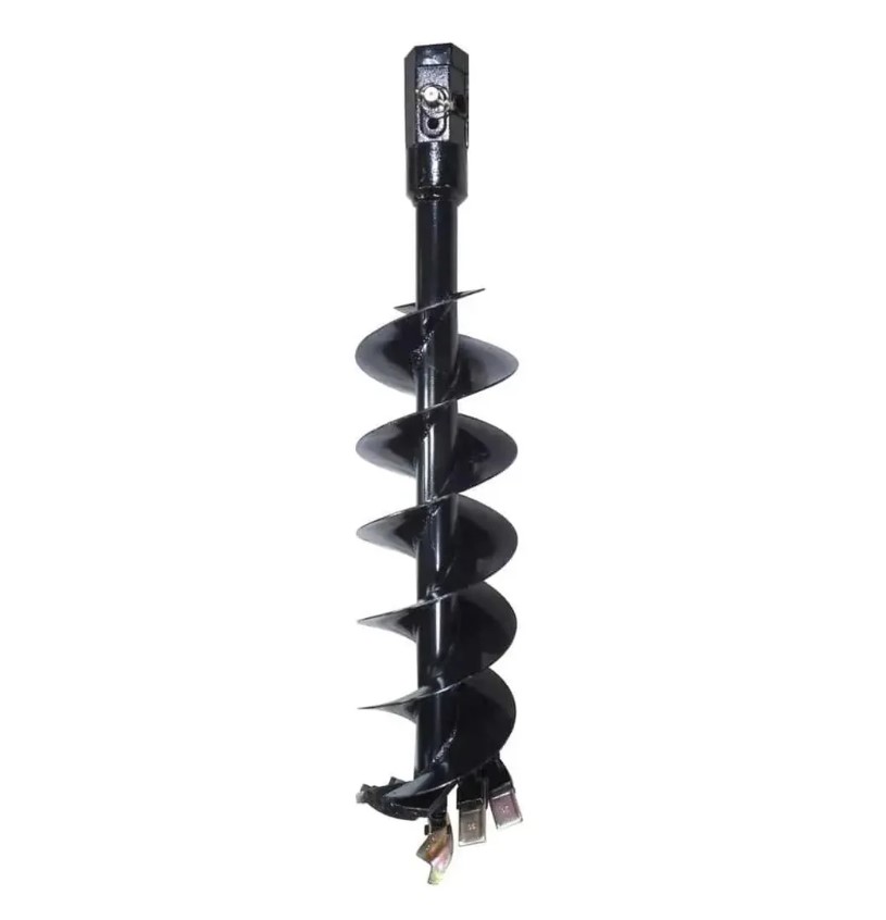 12" Post Hole Auger Bit, 48" Height, Fully Welded Cutting Disk, 4 Sharp Cutting Teeth, 2" Hex Connectivity, Built-In Boring Head, High Quality Steel