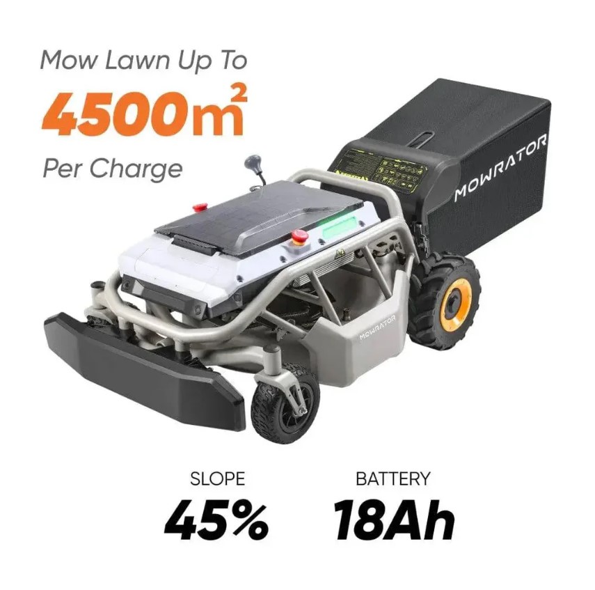 MowRator Robotic Lawnmower, S1 Advanced Series 2WD, All-In-One Battery Remote Control, 3-In-1 System (Mulch, Bag, Discharge)