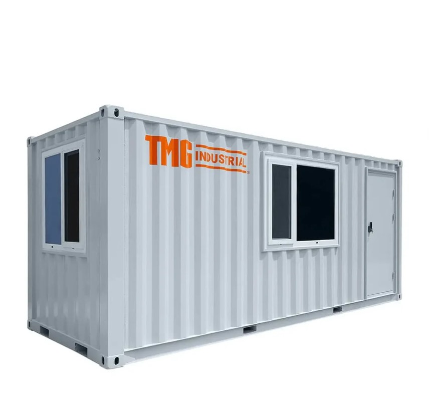 20' Custom Built Steel Container Office, Working Area & Manager's Office, 1 Leather Office Chair, 3 Ergonomic Office Chairs