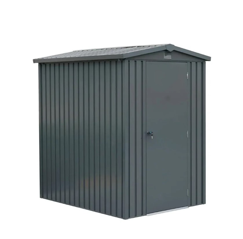 TMG Heavy Series™ 5'x 6' Apex Roof Metal Shed, Galvanized corrugated metal, Apex roof design, Two air vents