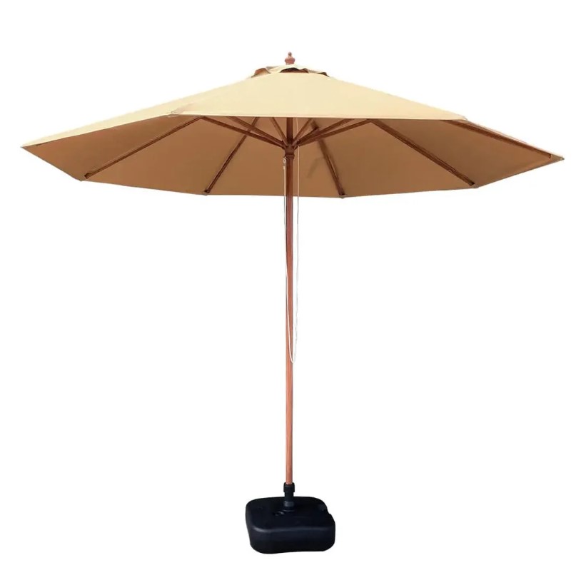 TMG Living 10-ft Center Pole Aluminum Umbrella w/Water Base, UV Resistant & Waterproof