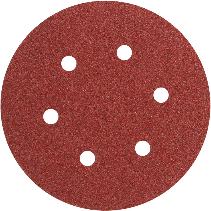 5 pc. 80 Grit 6 In. 6 Hole Hook-And-Loop Sanding Discs