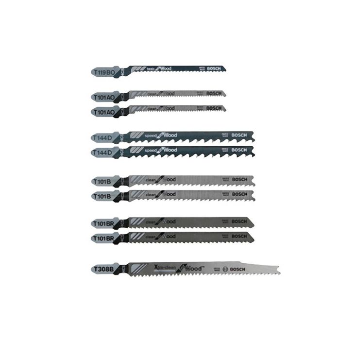 10 pc. T-Shank Jig Saw Blade Set Optimized for Extra-Clean Wood Cutting