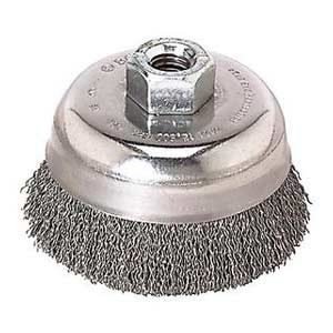 3 In. Wheel Dia. 5/8 In.-11 Arbor Stainless Steel Knotted Wire Single Row Cup Brush